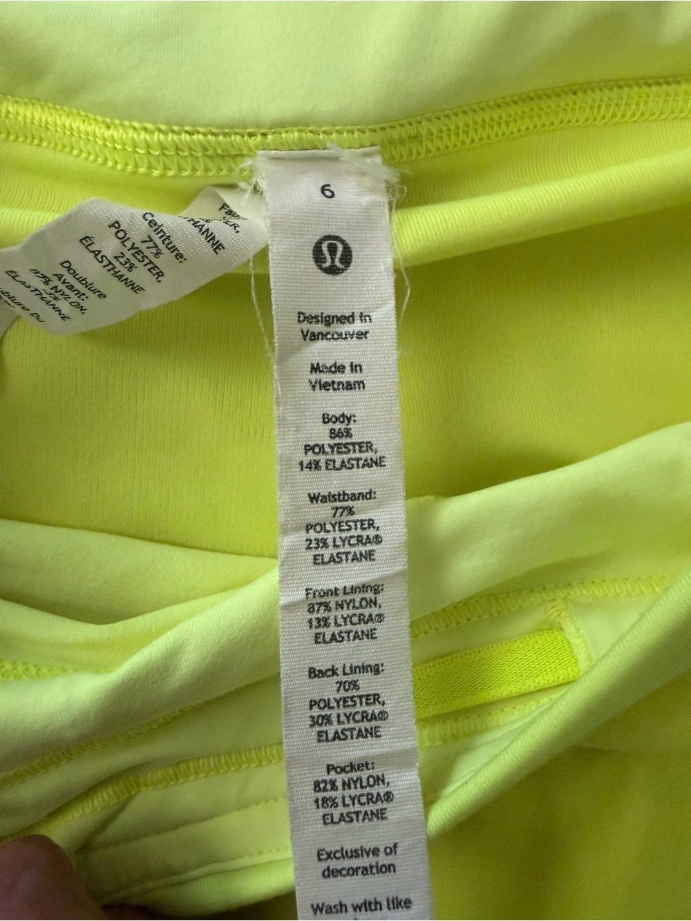 lululemon athletica Neon Yellow Active Skirt size 6 pace rival mid rise - Picture 5 of 5